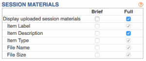 Session Materials Options