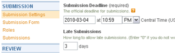 Late submissions screenshot